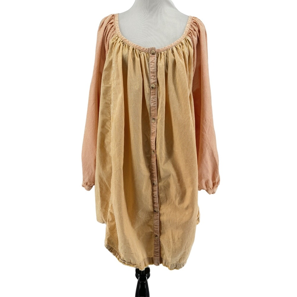 We The Free By Free People Women's Golden Combo Oxford Swing Tunic Size Large